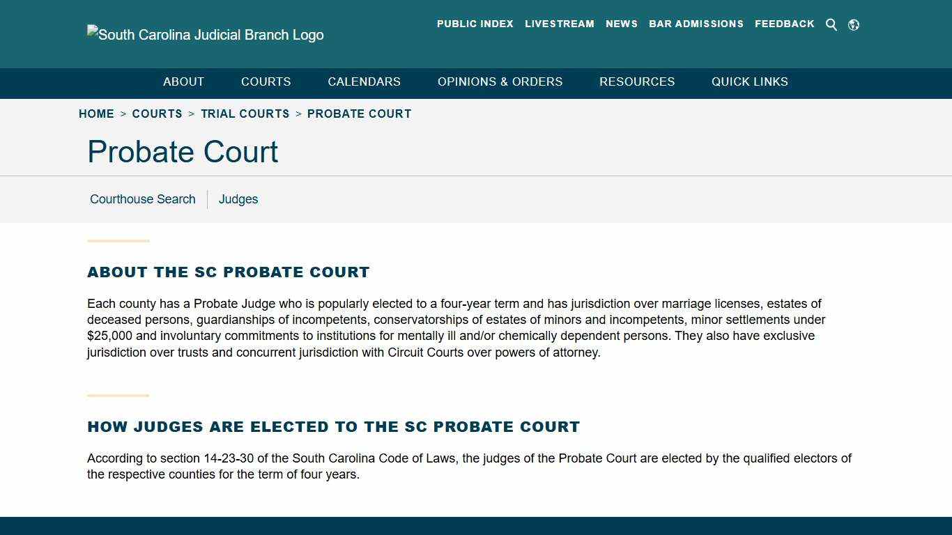Probate Court - South Carolina Judicial Branch